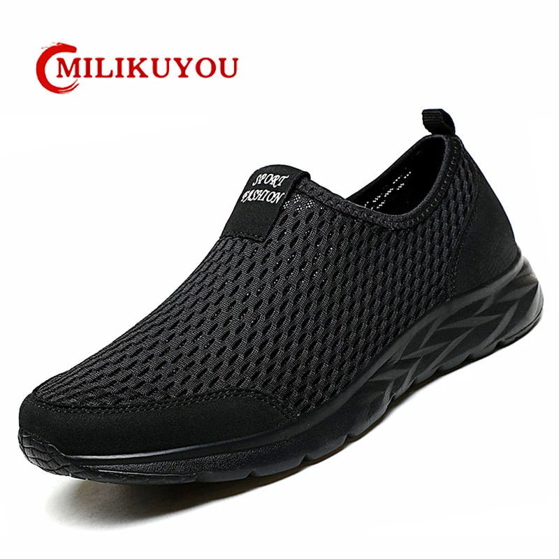 2023 Men's Breathable Mesh Sneakers – Lightweight Casual Slip-On Shoes (Size 49)