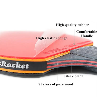 5/6 Star Table Tennis Racket Set – 2PCS Professional Paddle with High-Quality Rubber & Bag