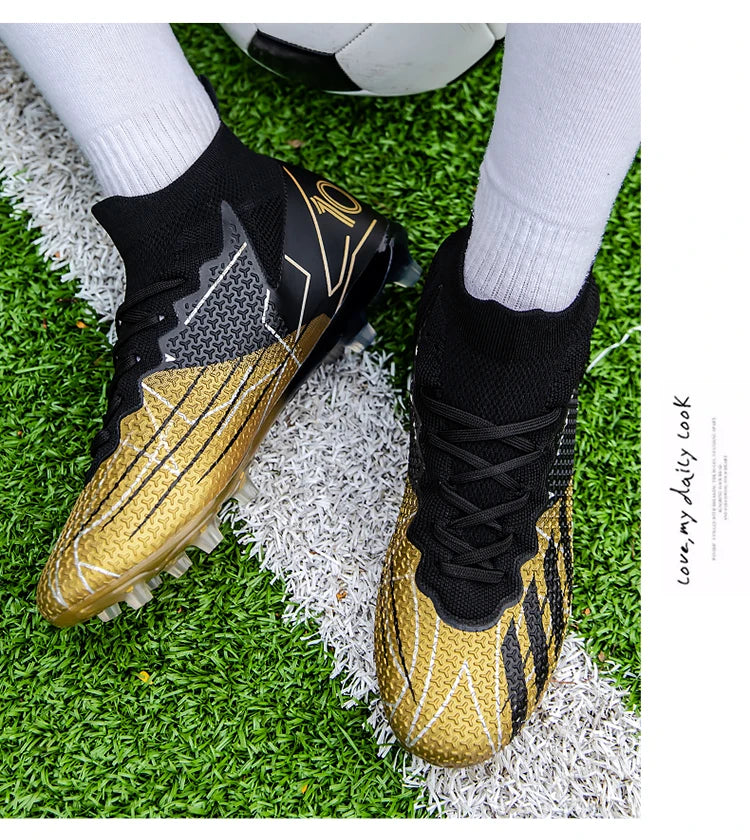 High-Top Soccer Boots – Durable TF/FG Professional Shoes, Non-Slip Cleats for Adults & Kids