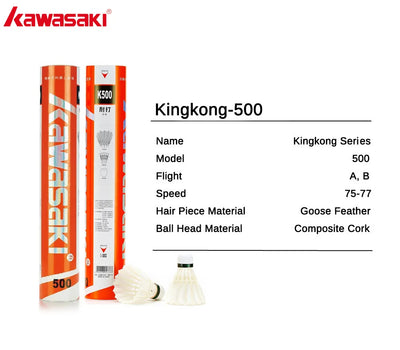 Kawasaki King Kong 100/500 Feather Shuttlecock - Speed 76/77 for Training