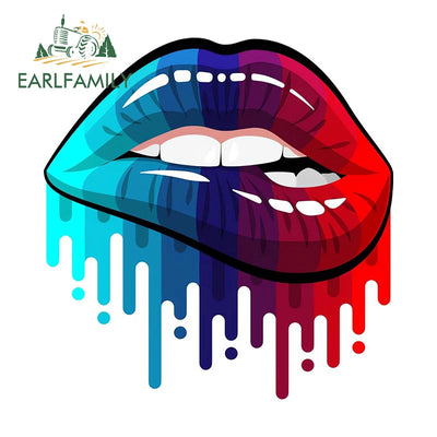 EARLFAMILY Rainbow Lips Gay Pride Car Sticker