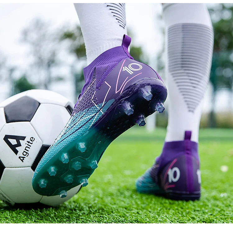 High-Top Soccer Boots – Durable TF/FG Professional Shoes, Non-Slip Cleats for Adults & Kids