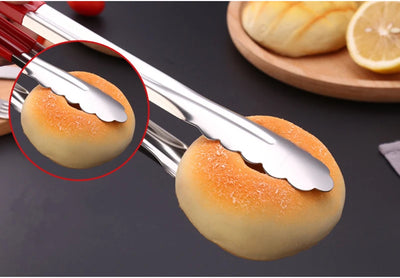 Stainless Steel Food Tongs - Pastry & Barbecue Clip with Anti-Scald Handle