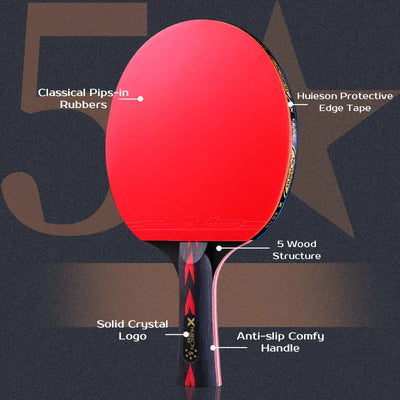 Huieson 5/6 Star Carbon Offensive Table Tennis Racket with Cover