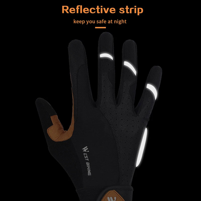 WEST BIKING Men’s Full Finger Bicycle Gloves - Non-Slip Cycling & Gym Sports Gloves