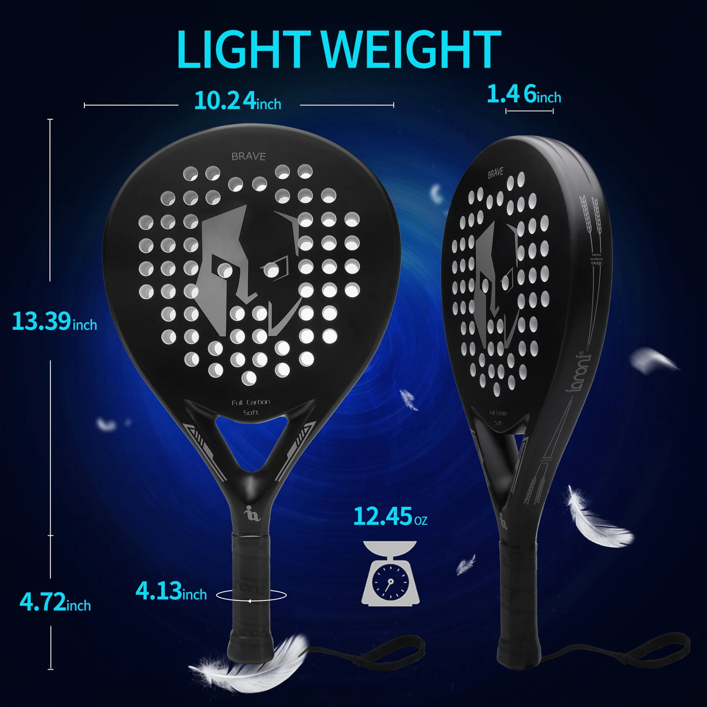 Lightweight Padel Tennis Rackets - Carbon Fiber with EVA Memory Foam Core