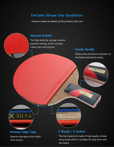 Huieson 5/6 Star Carbon Offensive Table Tennis Racket with Cover