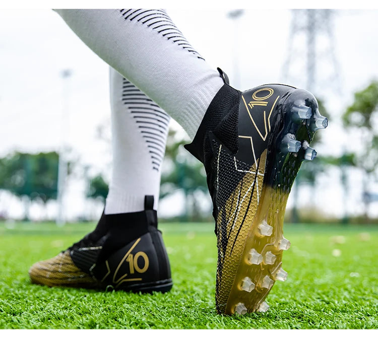 High-Top Soccer Boots – Durable TF/FG Professional Shoes, Non-Slip Cleats for Adults & Kids