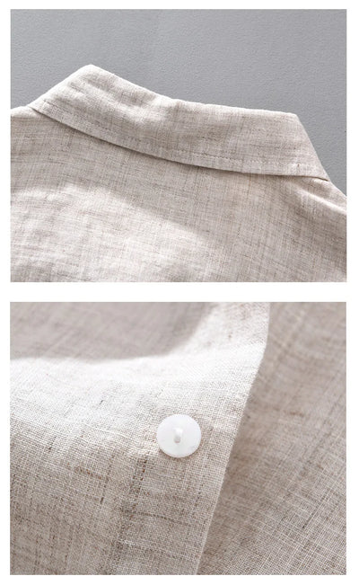 Korean Linen Shirt - Men's Long Sleeve Oversized Breathable Top