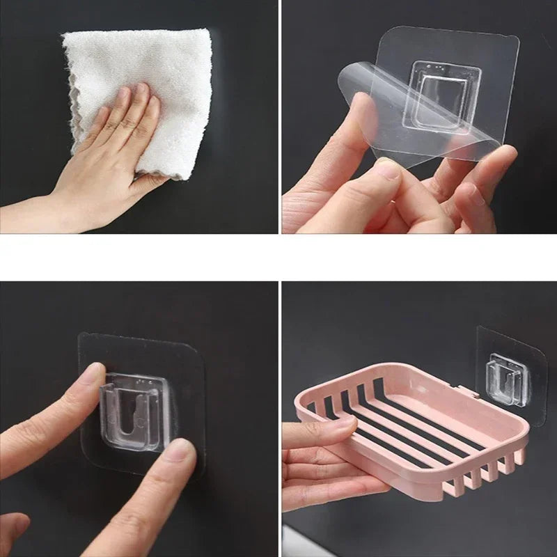 Wall-Mounted Double Layer Soap Dish Holder - Punch-Free Draining Sponge Storage Box