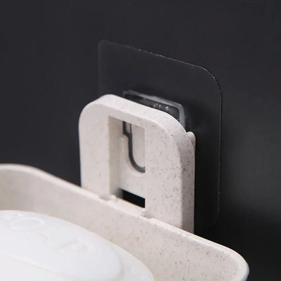 Wall-Mounted Double Layer Soap Dish Holder - Punch-Free Draining Sponge Storage Box