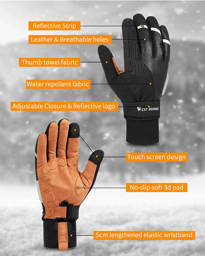 WEST BIKING Men’s Full Finger Bicycle Gloves - Non-Slip Cycling & Gym Sports Gloves