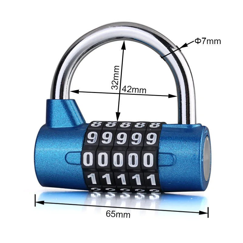 5-Dial Combination Padlock – Zinc Alloy Travel Password Lock for Security