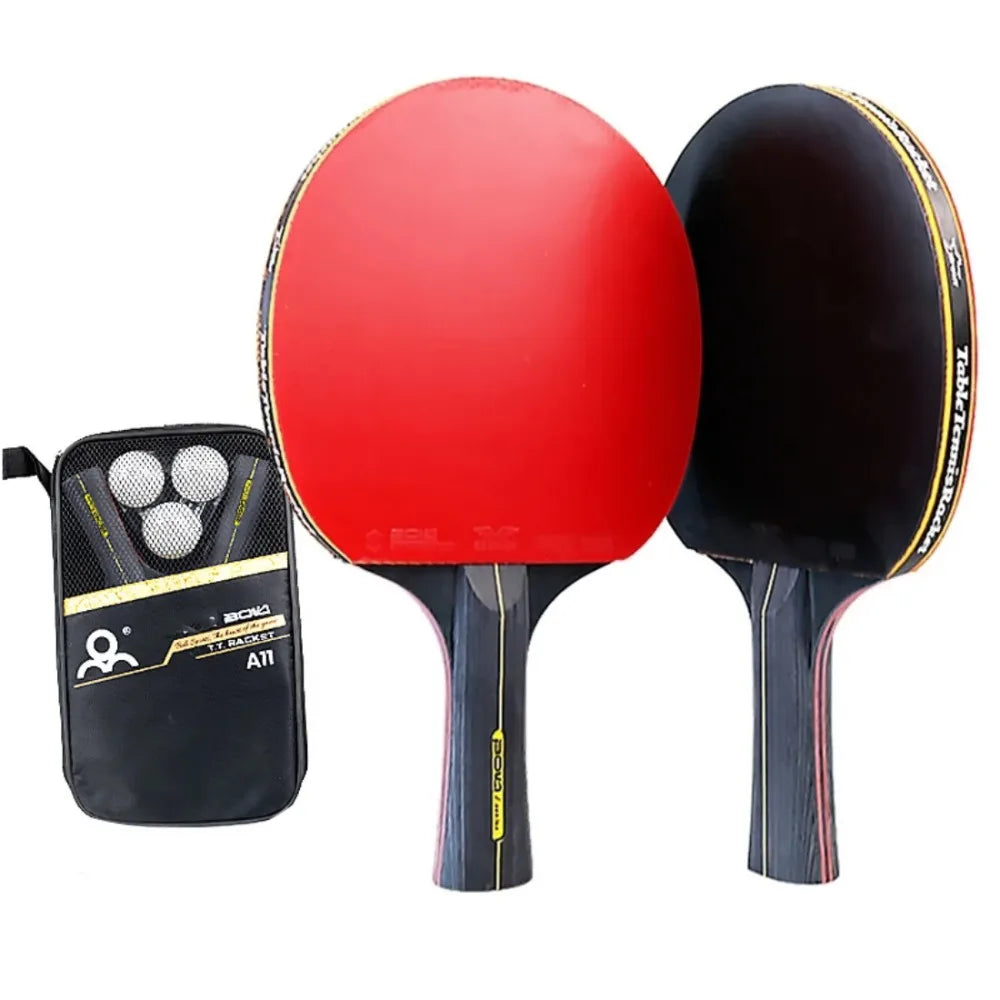 5/6 Star Table Tennis Racket Set – 2PCS Professional Paddle with High-Quality Rubber & Bag