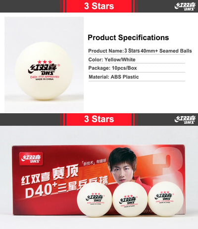 DHS Seamed Table Tennis Balls D40+ - 10 Pcs ITTF Approved