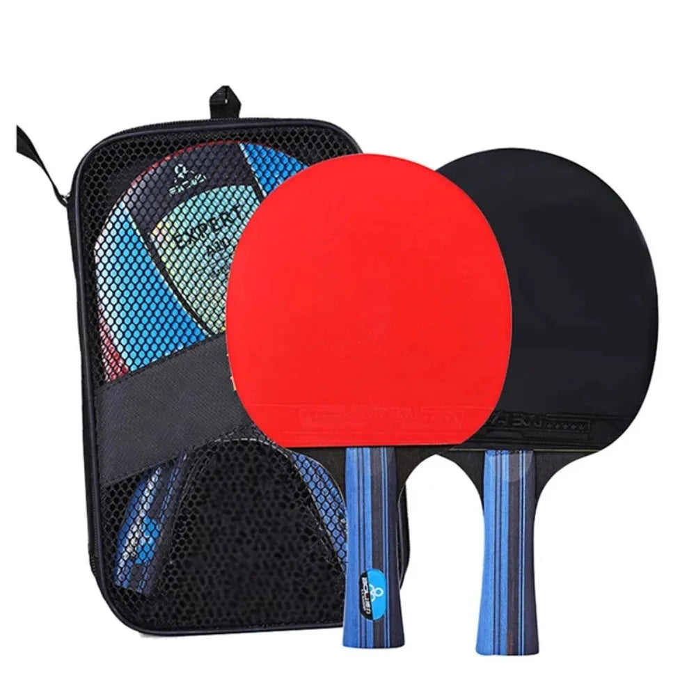 5/6 Star Table Tennis Racket Set – 2PCS Professional Paddle with High-Quality Rubber & Bag