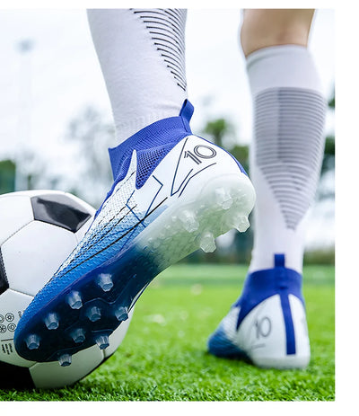 High-Top Soccer Boots – Durable TF/FG Professional Shoes, Non-Slip Cleats for Adults & Kids