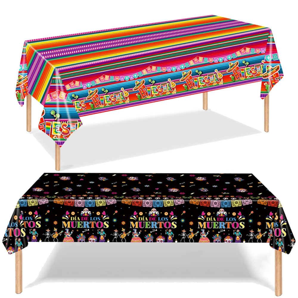 Day of the Dead Colorful Sugar Skull Tablecloth