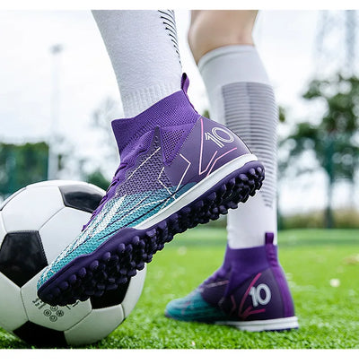 High-Top Soccer Boots – Durable TF/FG Professional Shoes, Non-Slip Cleats for Adults & Kids