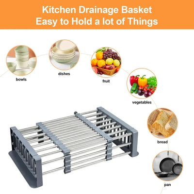 Folding Stainless Steel Kitchen Sink Drain Rack – Dish Drying Basket