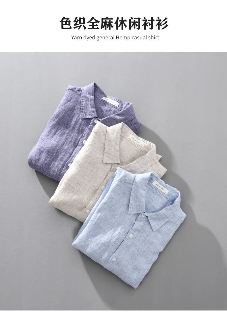 Korean Linen Shirt - Men's Long Sleeve Oversized Breathable Top