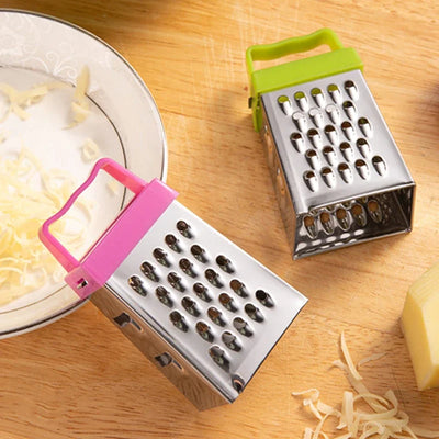 Stainless Steel Mini Four-Sided Grater - Cucumber, Cheese & Vegetable Cutter