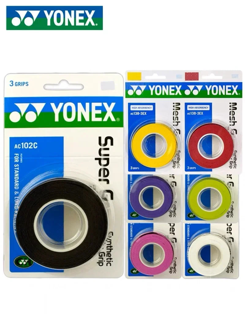 YONEX 3-Pack Cloth Grips - AC102 AC102EX 102C Anti-Slip for Rackets