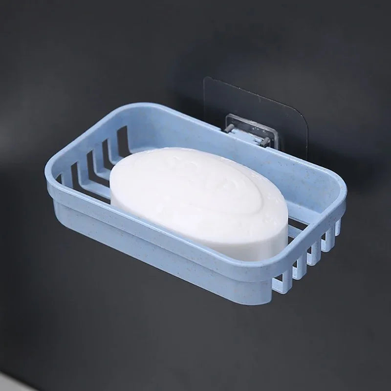 Wall-Mounted Double Layer Soap Dish Holder - Punch-Free Draining Sponge Storage Box