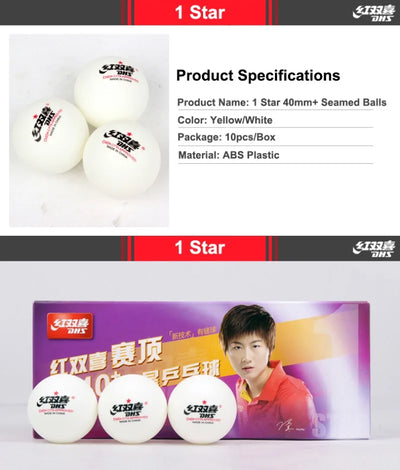 DHS Seamed Table Tennis Balls D40+ - 10 Pcs ITTF Approved