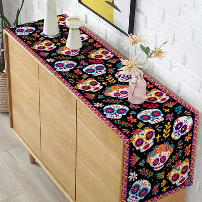 Mexican Sugar Skull Day of the Dead Table Runner