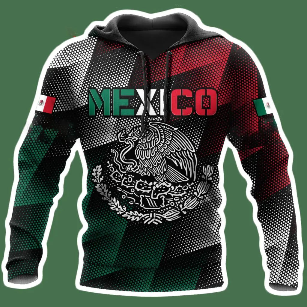 Men's 3D Print Mexico Flag Hoodie