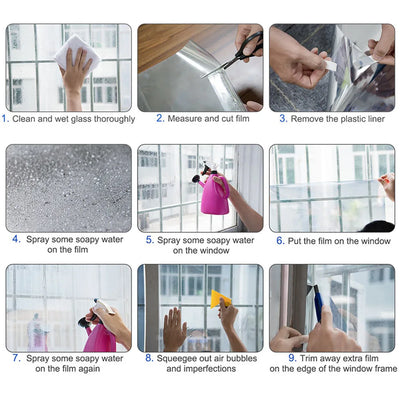 Window Privacy Film - Sun Blocking Reflective Tint for Home & Office