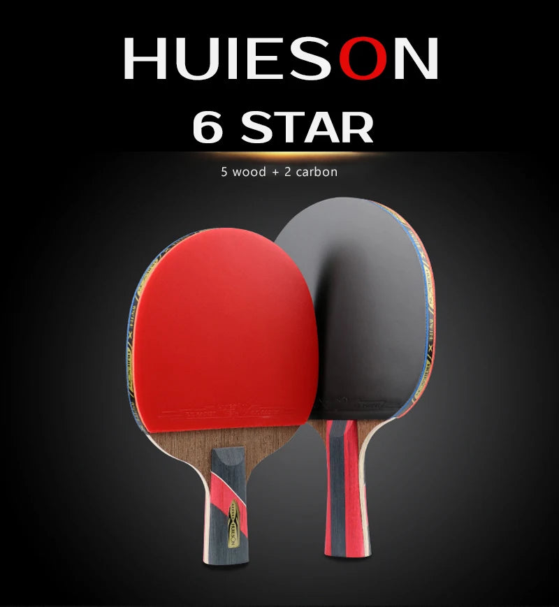 Huieson 5/6 Star Carbon Offensive Table Tennis Racket with Cover