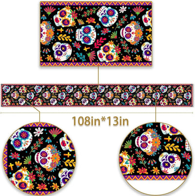 Mexican Sugar Skull Day of the Dead Table Runner