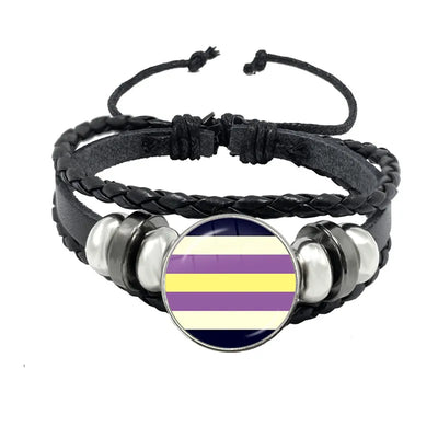 LGBT Black Weave Leather Bracelet