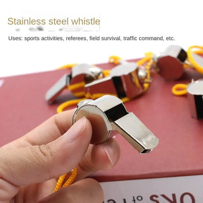 Loud Metal Whistle – Professional Stainless Steel Sport Whistle for Soccer & Referees, Comes with Rope