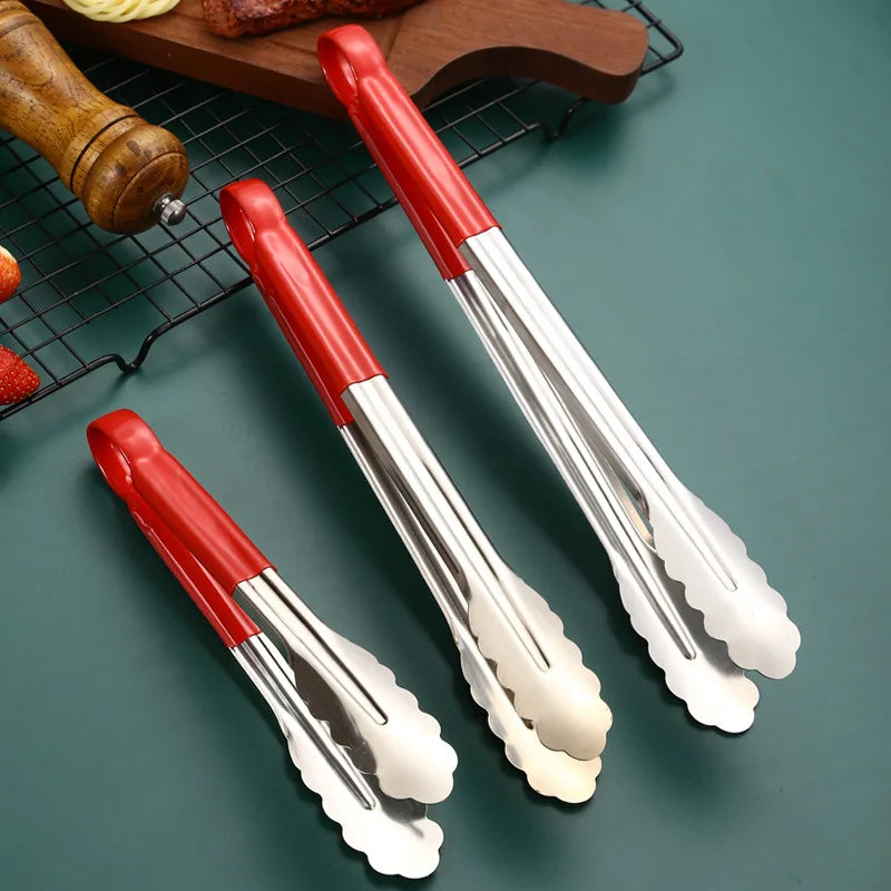 Stainless Steel Food Tongs - Pastry & Barbecue Clip with Anti-Scald Handle