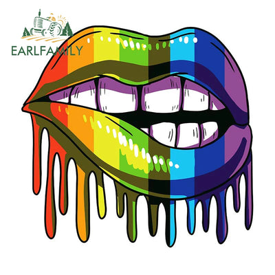 EARLFAMILY Rainbow Lips Gay Pride Car Sticker