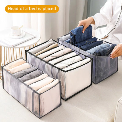 Jeans Compartment Storage Box – Mesh Drawer Divider for Closet & Clothes Organizer