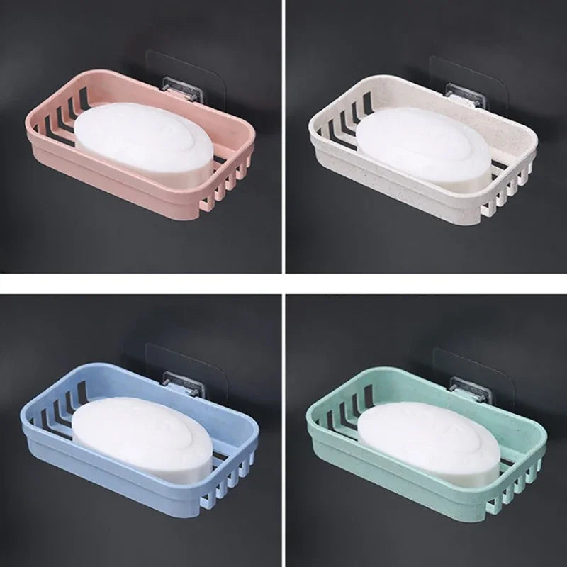 Wall-Mounted Double Layer Soap Dish Holder - Punch-Free Draining Sponge Storage Box