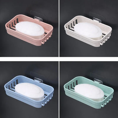 Wall-Mounted Double Layer Soap Dish Holder - Punch-Free Draining Sponge Storage Box