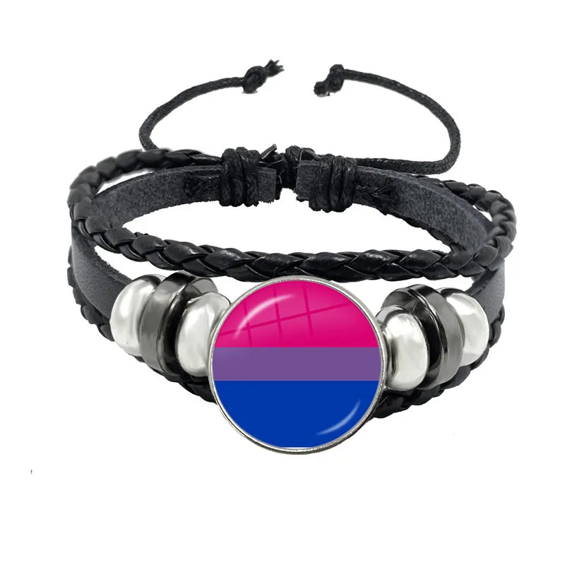 LGBT Black Weave Leather Bracelet