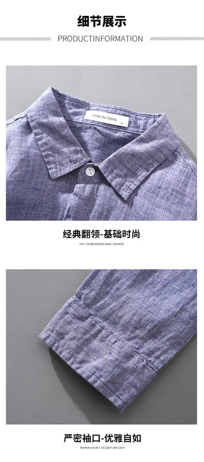 Korean Linen Shirt - Men's Long Sleeve Oversized Breathable Top