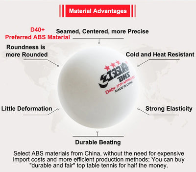 DHS Seamed Table Tennis Balls D40+ - 10 Pcs ITTF Approved