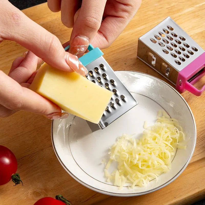 Stainless Steel Mini Four-Sided Grater - Cucumber, Cheese & Vegetable Cutter