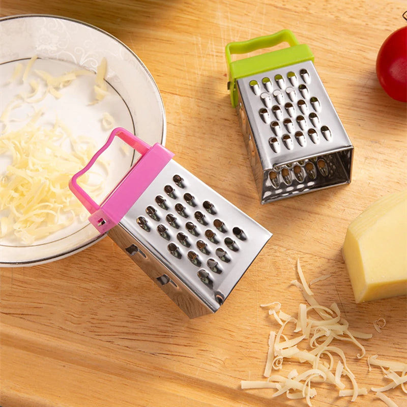 Stainless Steel Mini Four-Sided Grater - Cucumber, Cheese & Vegetable Cutter