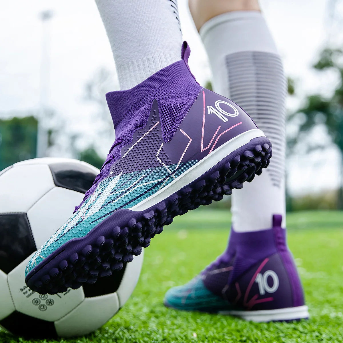 High-Top Soccer Boots – Durable TF/FG Professional Shoes, Non-Slip Cleats for Adults & Kids