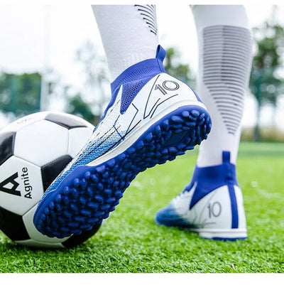 High-Top Soccer Boots – Durable TF/FG Professional Shoes, Non-Slip Cleats for Adults & Kids