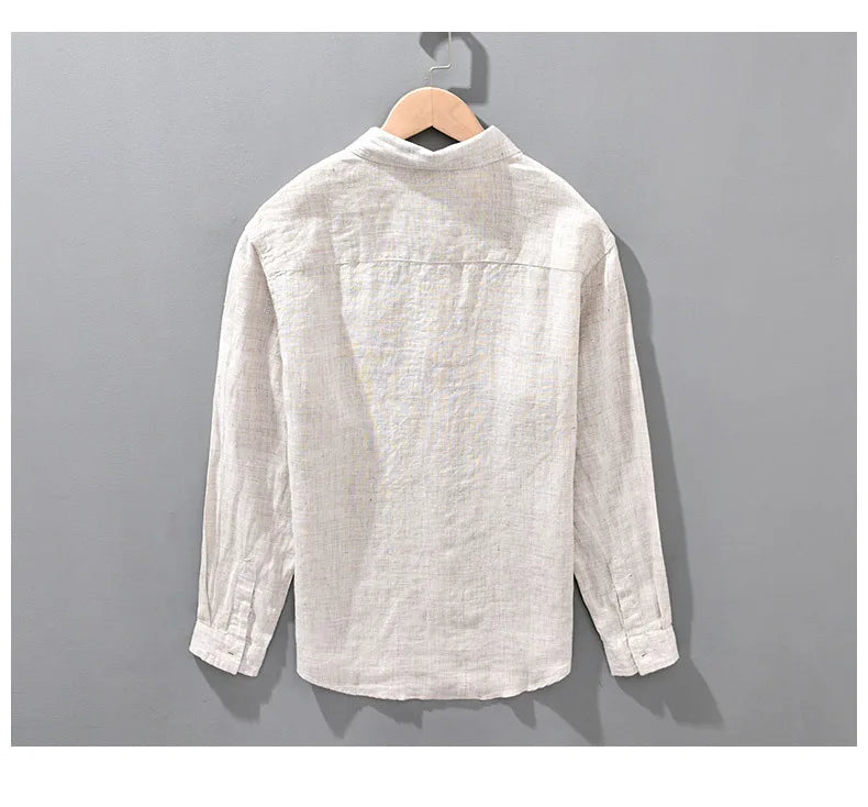 Korean Linen Shirt - Men's Long Sleeve Oversized Breathable Top