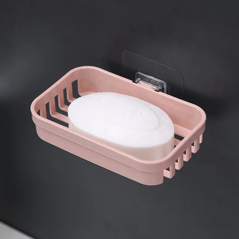 Wall-Mounted Double Layer Soap Dish Holder - Punch-Free Draining Sponge Storage Box